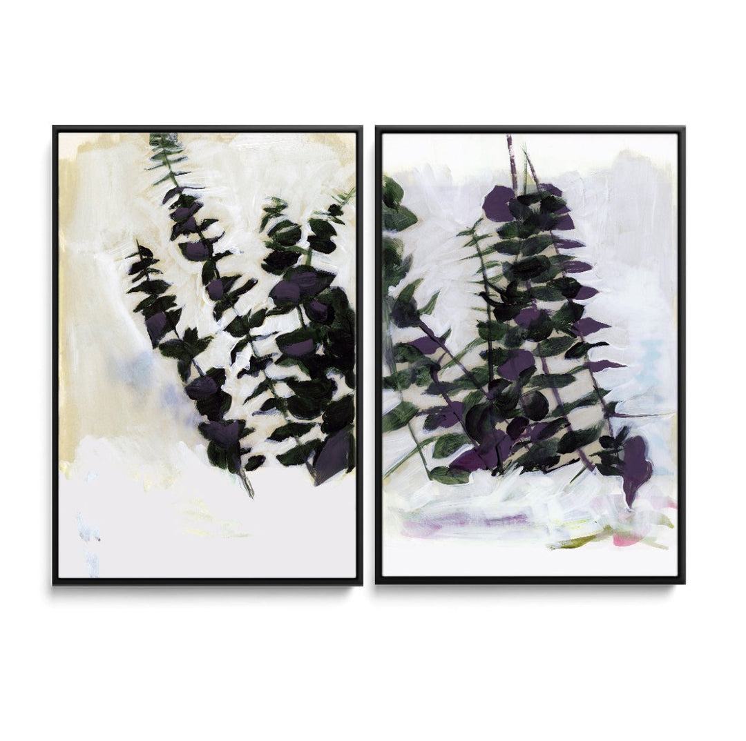 Eucalyptus 1 and 2 by Cartissi - Abstract Two Piece Set Of Painted Artworks - I Heart Wall Art - Poster Print, Canvas Print or Framed Art Print