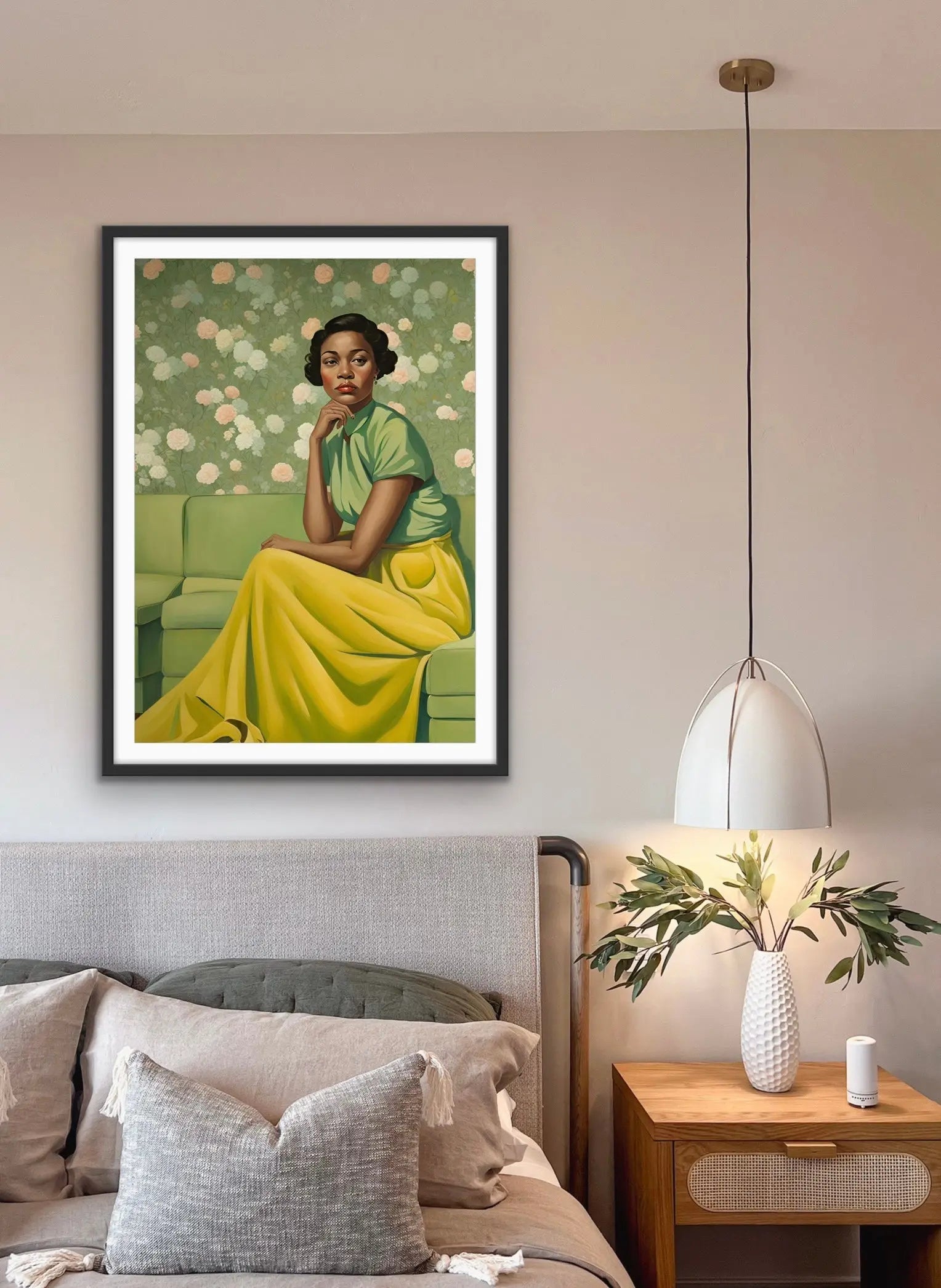 Evangeline - Portrait of a Woman in a Green Dress- Stretched Canvas Print or Framed Fine Art Print - Artwork - I Heart Wall Art