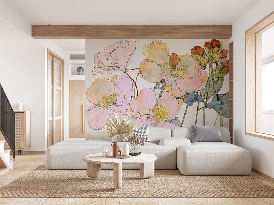 Ever Blooming- Floral Peel and Stick Premium Wallpaper Mural