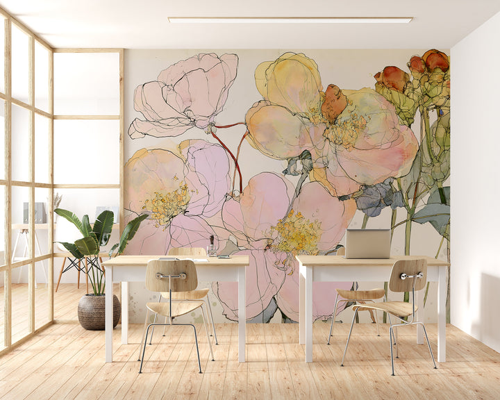 Ever Blooming- Floral Peel and Stick Premium Wallpaper Mural