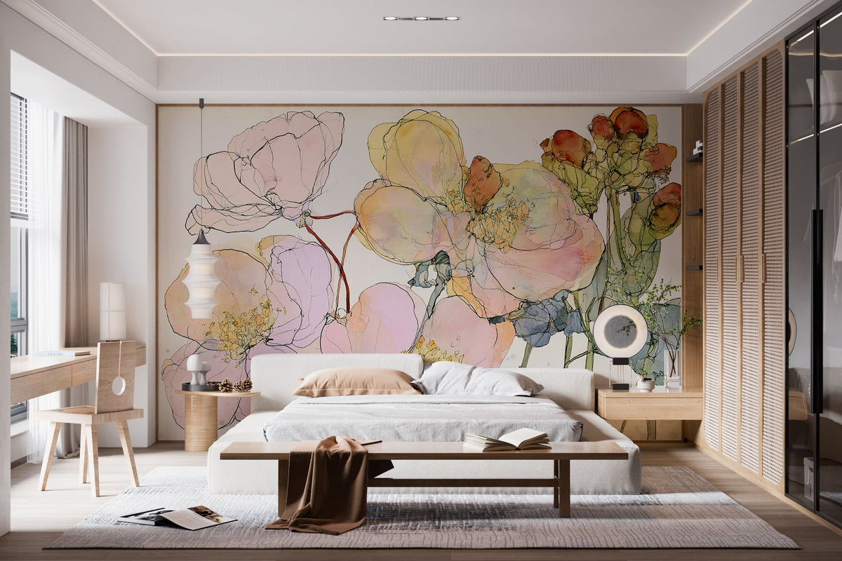 Ever Blooming- Floral Peel and Stick Premium Wallpaper Mural