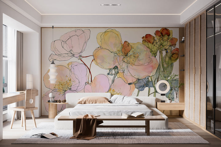 Ever Blooming- Floral Peel and Stick Premium Wallpaper Mural