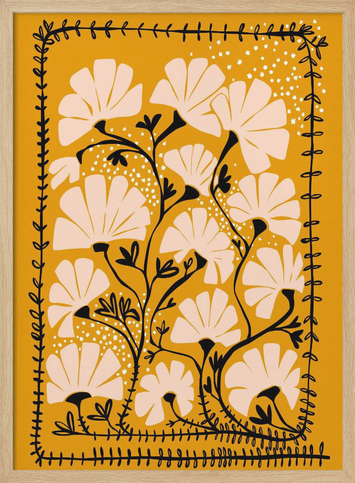 Ever blooming good vibes mustard yellow - Stretched Canvas, Poster or Fine Art Print I Heart Wall Art