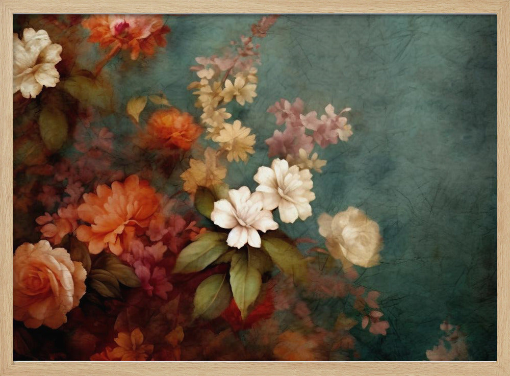 Fa Vintage Floral 10 - Stretched Canvas, Poster or Fine Art Print I Heart Wall Art