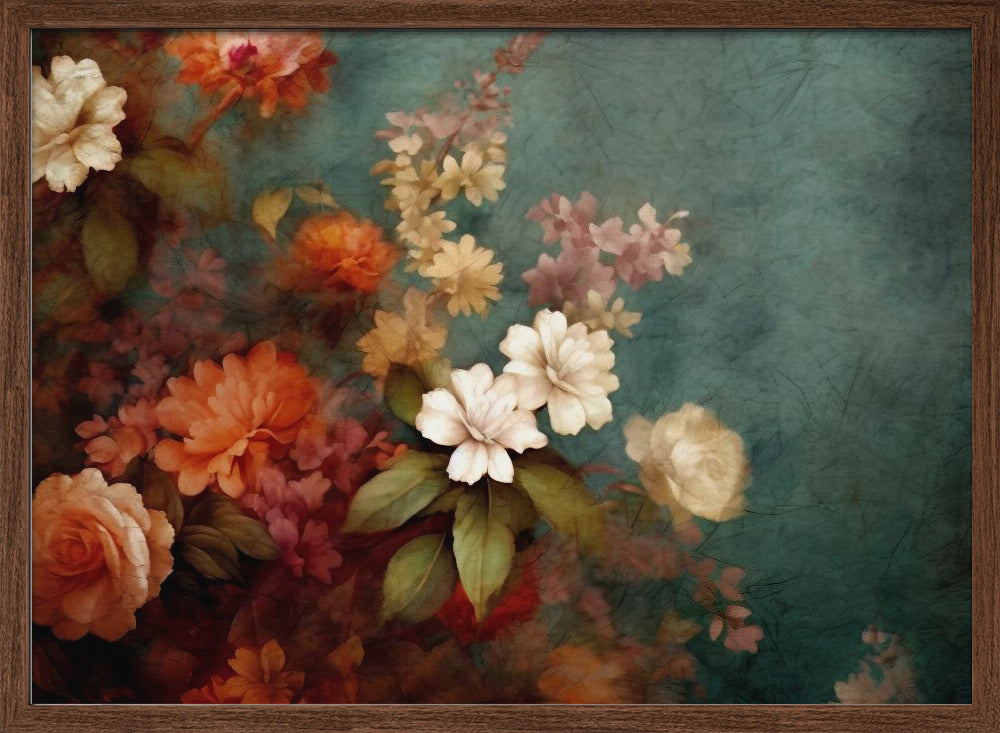 Fa Vintage Floral 10 - Stretched Canvas, Poster or Fine Art Print I Heart Wall Art