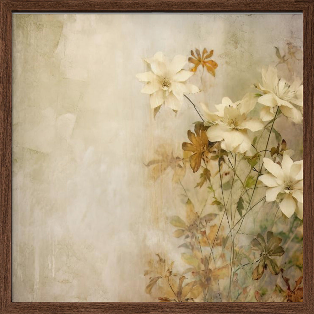 Fa Vintage Floral 48 - Square Stretched Canvas, Poster or Fine Art Print I Heart Wall Art