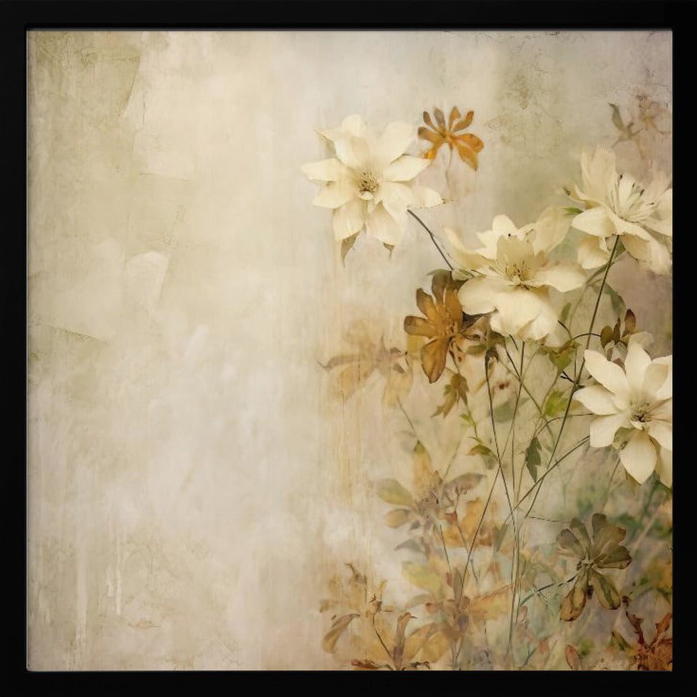 Fa Vintage Floral 48 - Square Stretched Canvas, Poster or Fine Art Print I Heart Wall Art