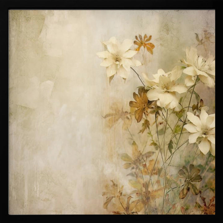 Fa Vintage Floral 48 - Square Stretched Canvas, Poster or Fine Art Print I Heart Wall Art