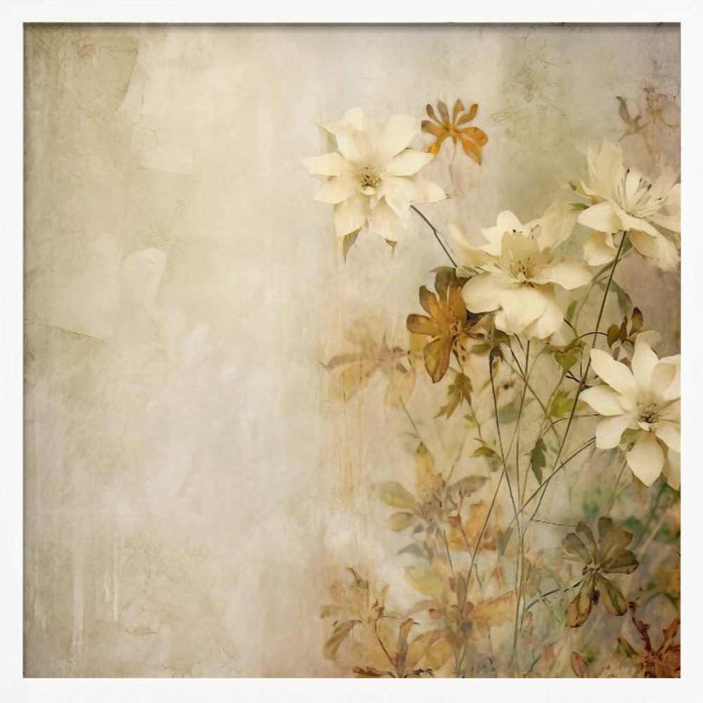 Fa Vintage Floral 48 - Square Stretched Canvas, Poster or Fine Art Print I Heart Wall Art