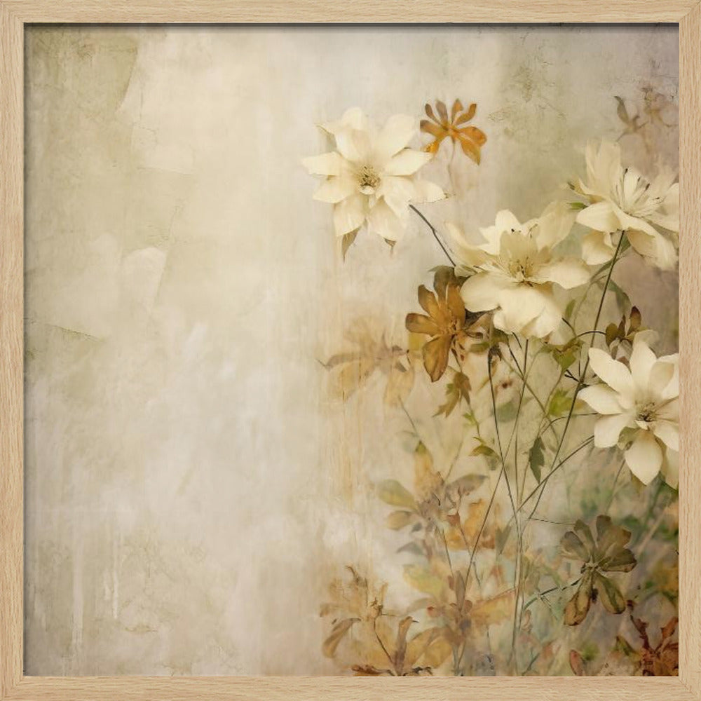 Fa Vintage Floral 48 - Square Stretched Canvas, Poster or Fine Art Print I Heart Wall Art