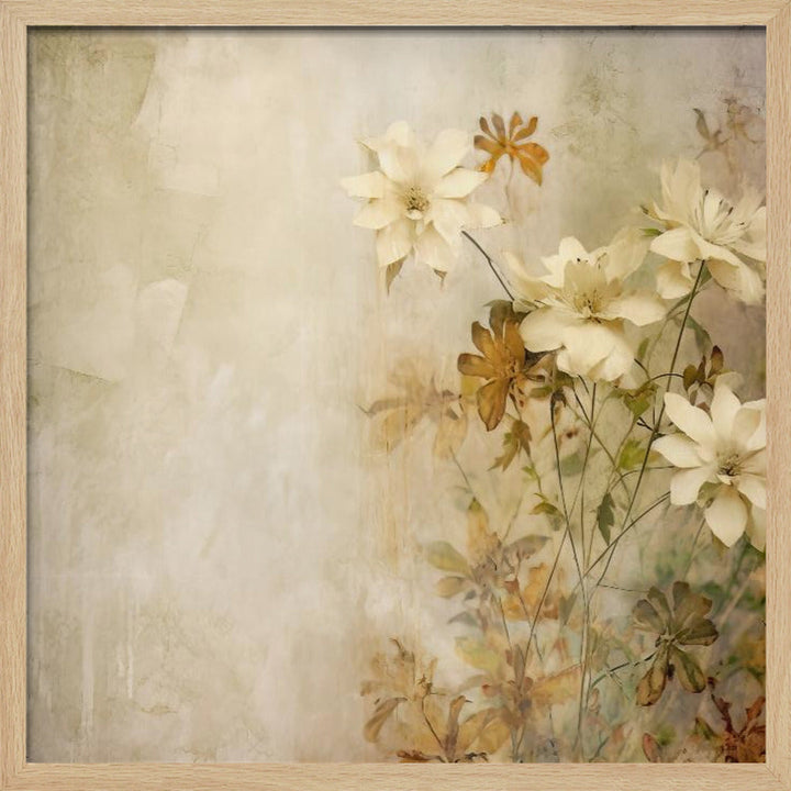 Fa Vintage Floral 48 - Square Stretched Canvas, Poster or Fine Art Print I Heart Wall Art