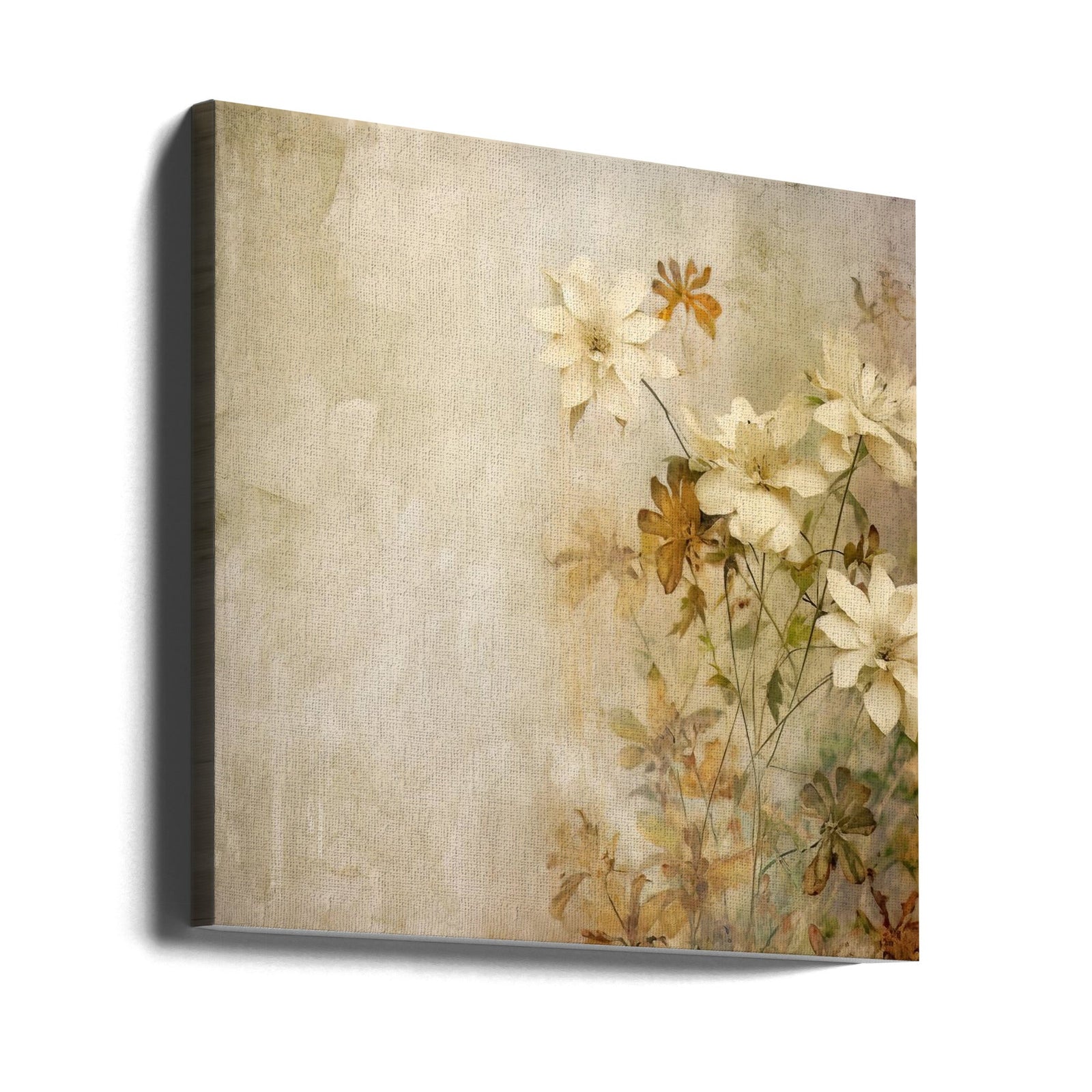 Fa Vintage Floral 48 - Square Stretched Canvas, Poster or Fine Art Print I Heart Wall Art