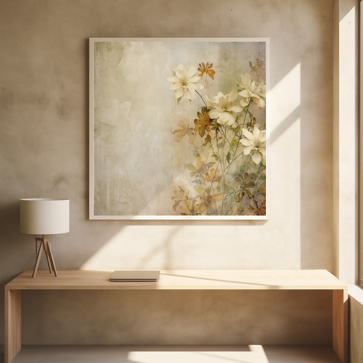 Fa Vintage Floral 48 - Square Stretched Canvas, Poster or Fine Art Print I Heart Wall Art