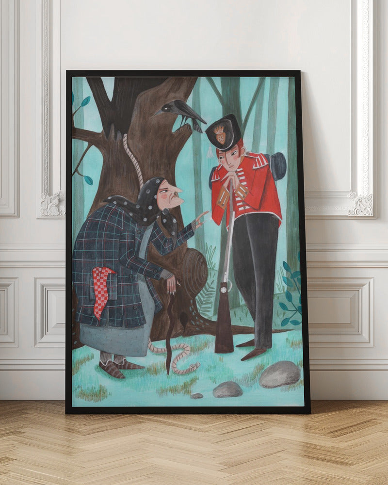 Fairy tale soldier and the witch - Stretched Canvas, Poster or Fine Art Print I Heart Wall Art
