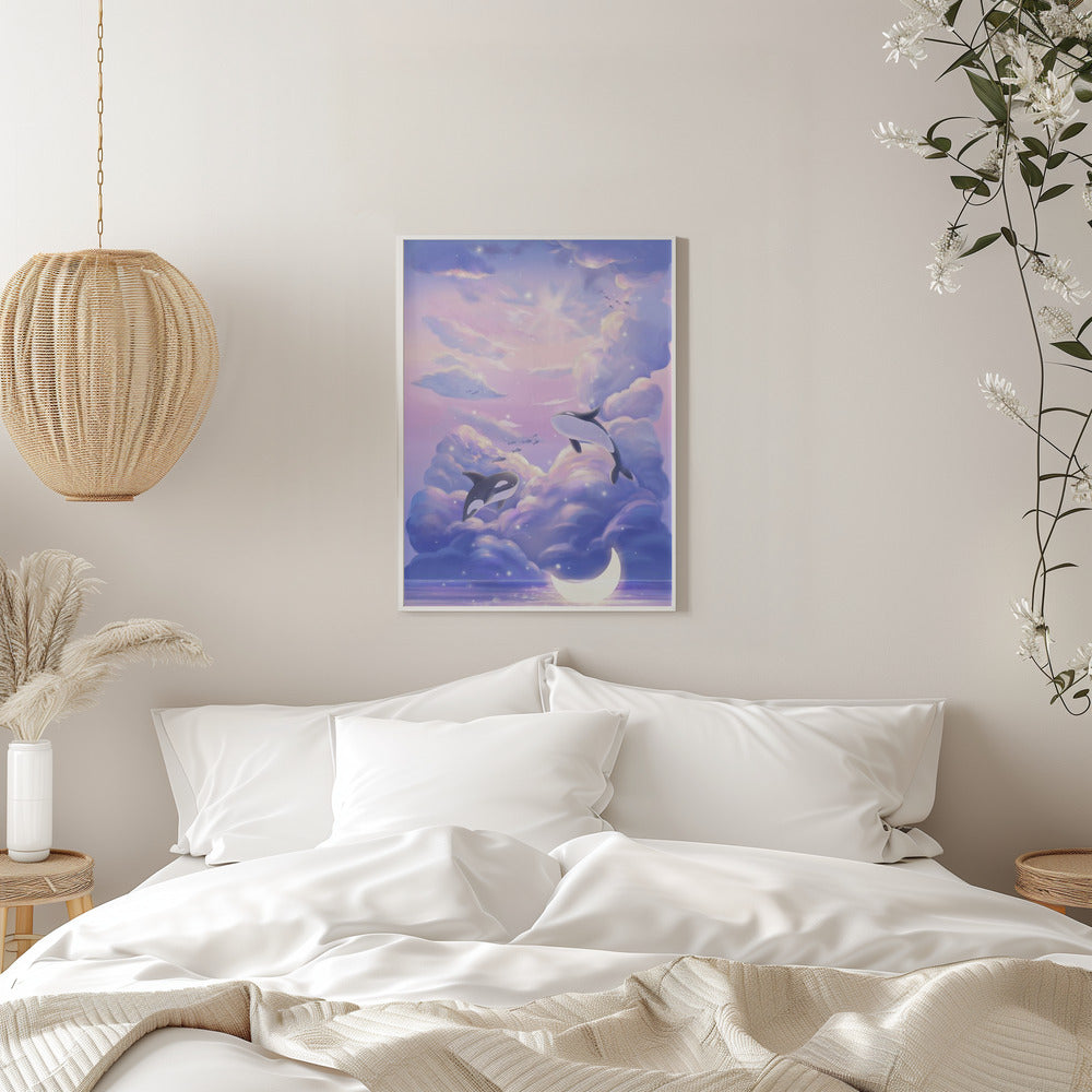 Fantasy Beautiful Whale - Stretched Canvas, Poster or Fine Art Print I Heart Wall Art