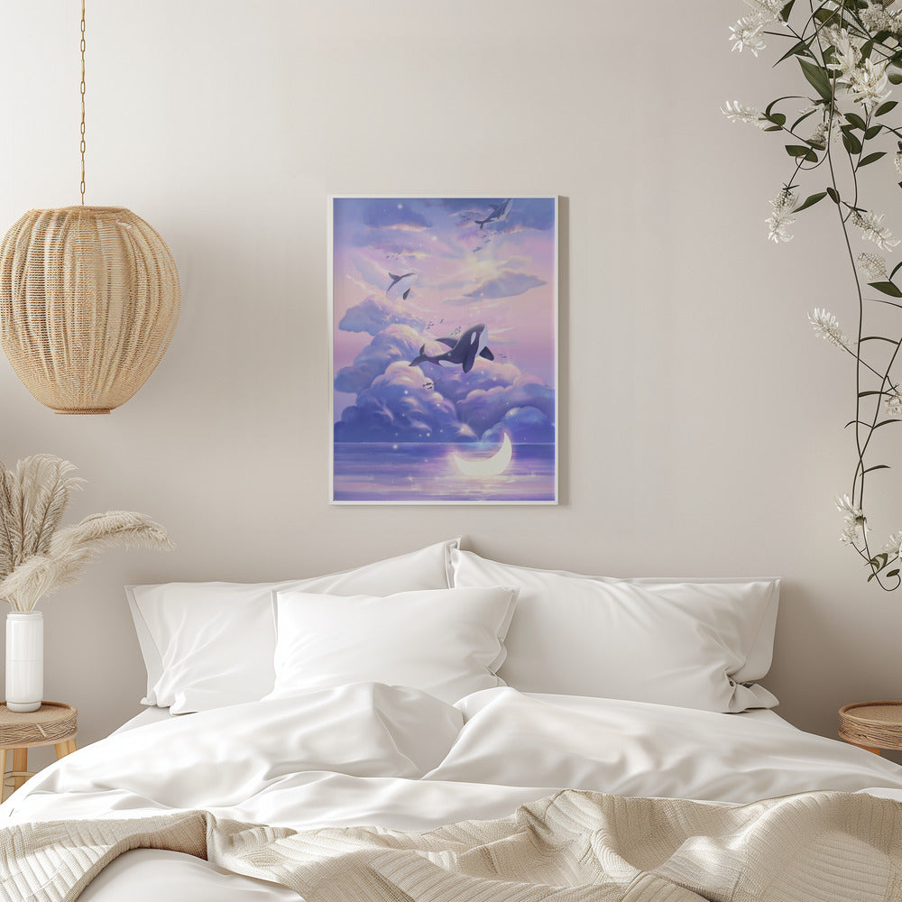 Fantasy Beautiful Whale - Stretched Canvas, Poster or Fine Art Print I Heart Wall Art