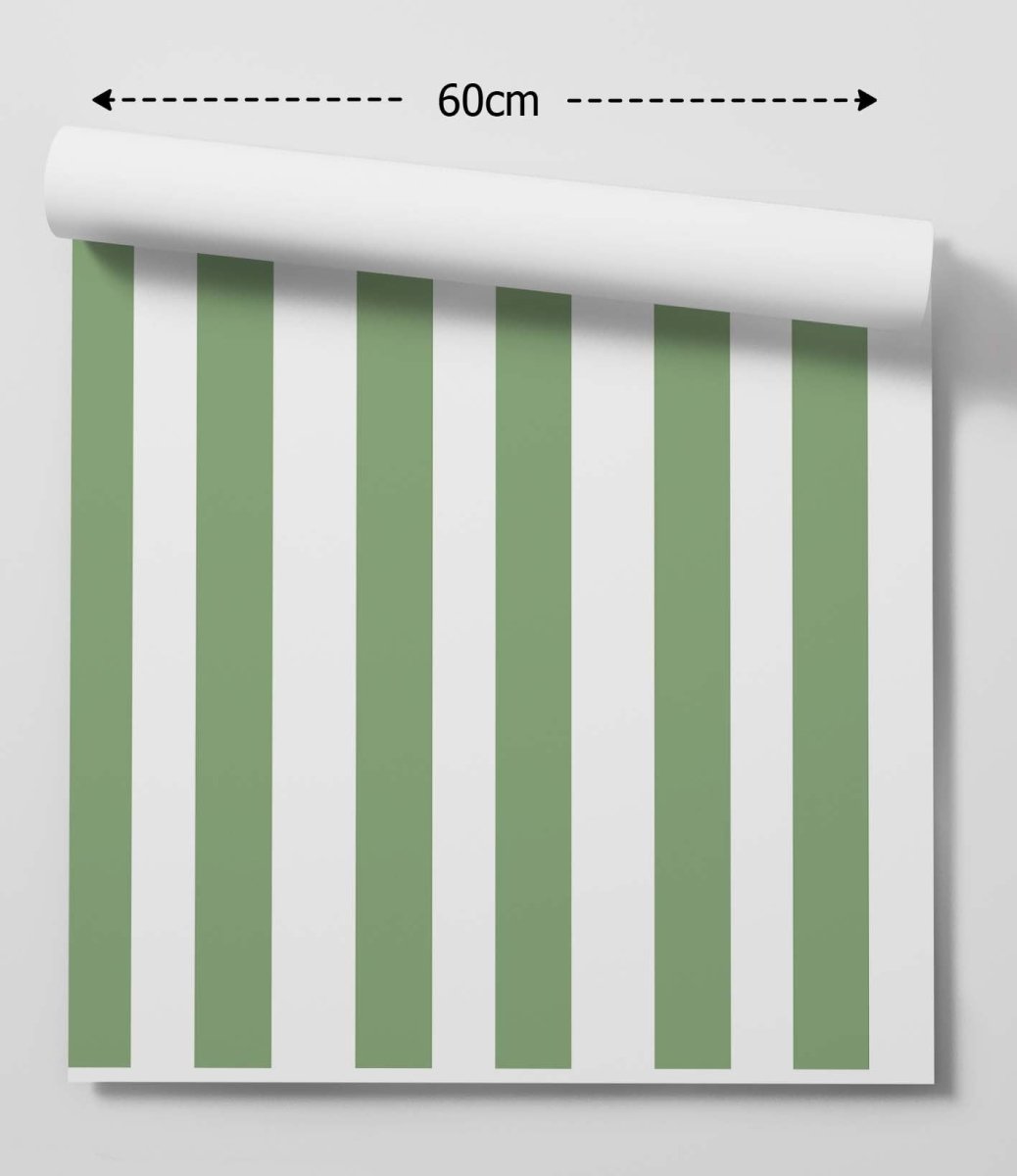 Farmhouse Green Stripe Wallpaper - Quality Peel and Stick Adhesive Wallpaper - I Heart Wall Art - Poster Print, Canvas Print or Framed Art Print