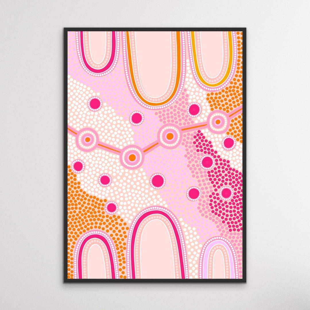 Female Journey- Pink - Aboriginal Art Print By Leah Cummins - I Heart Wall Art