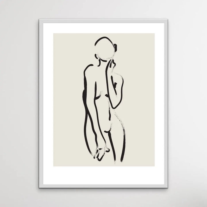 Female Nude Line Drawing -  Minimalist Black and White Woman Body Classic Art Print - I Heart Wall Art