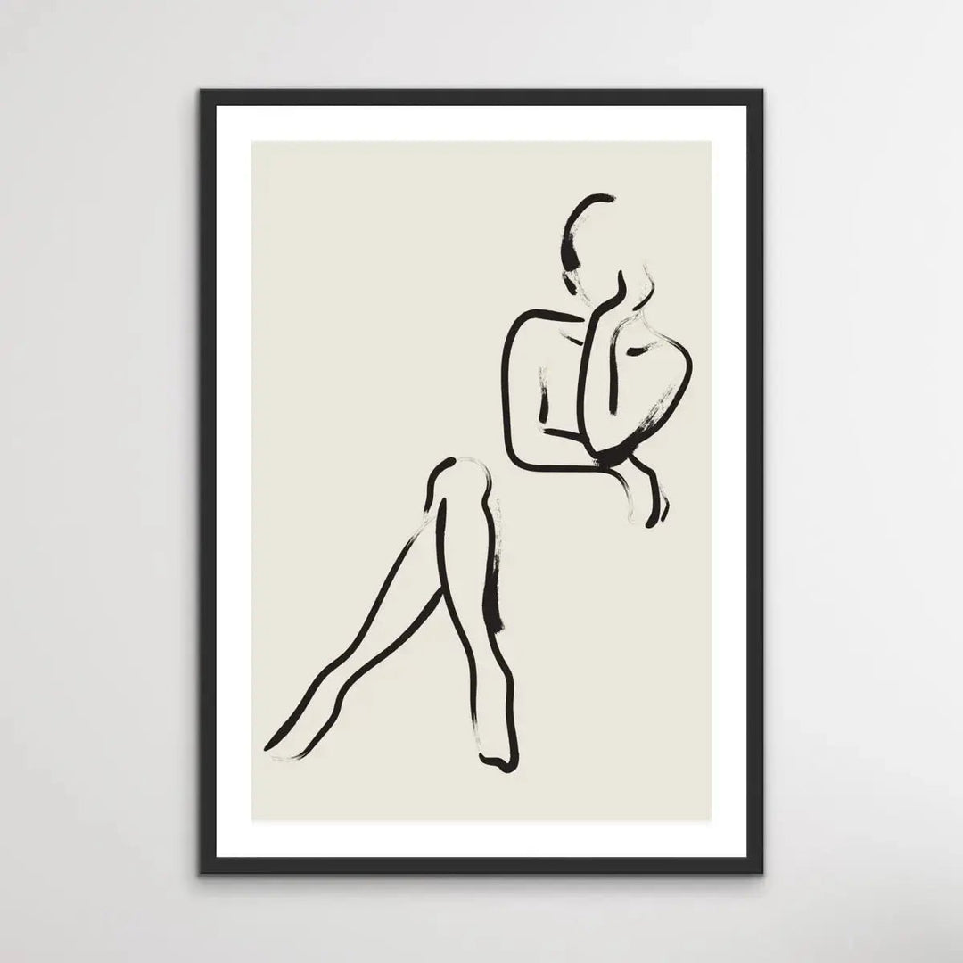 Female Silhouette - Minimalist Black and White Nude Silhouette Classic Art Print - I Heart Wall Art - Poster Print, Canvas Print or Framed Art Print
