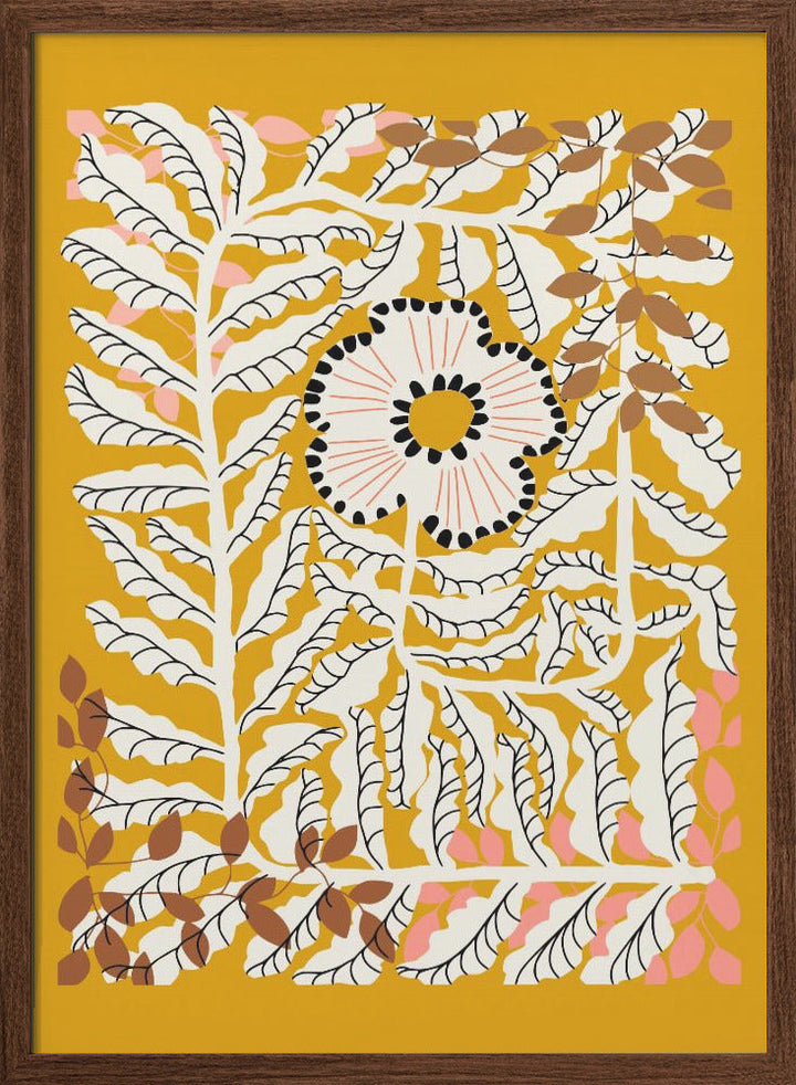 Fern leaves and flower mustard - Stretched Canvas, Poster or Fine Art Print I Heart Wall Art