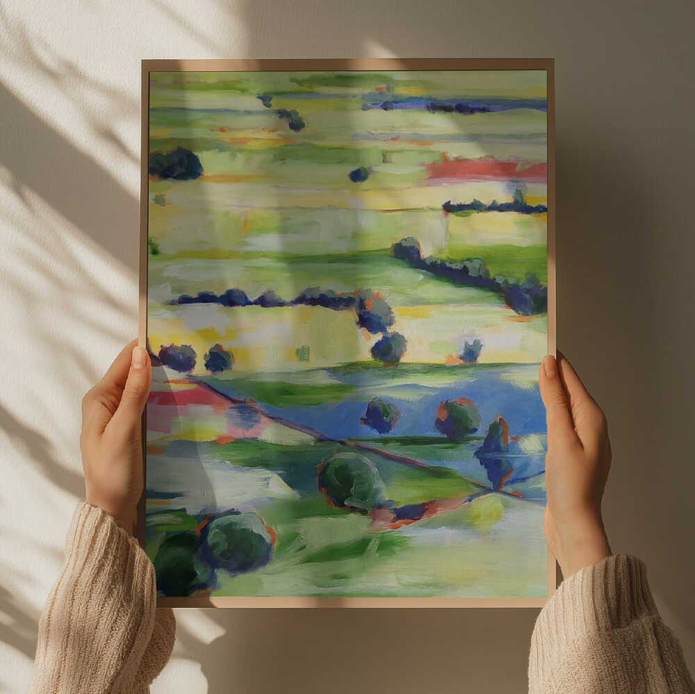 Field Abstract Landscape - Square Stretched Canvas, Poster or Fine Art Print - I Heart Wall Art - Poster Print, Canvas Print or Framed Art Print