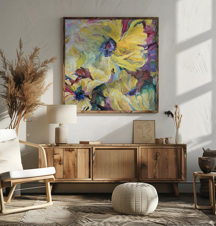 Field of Poppies - Square Stretched Canvas, Poster or Fine Art Print I Heart Wall Art