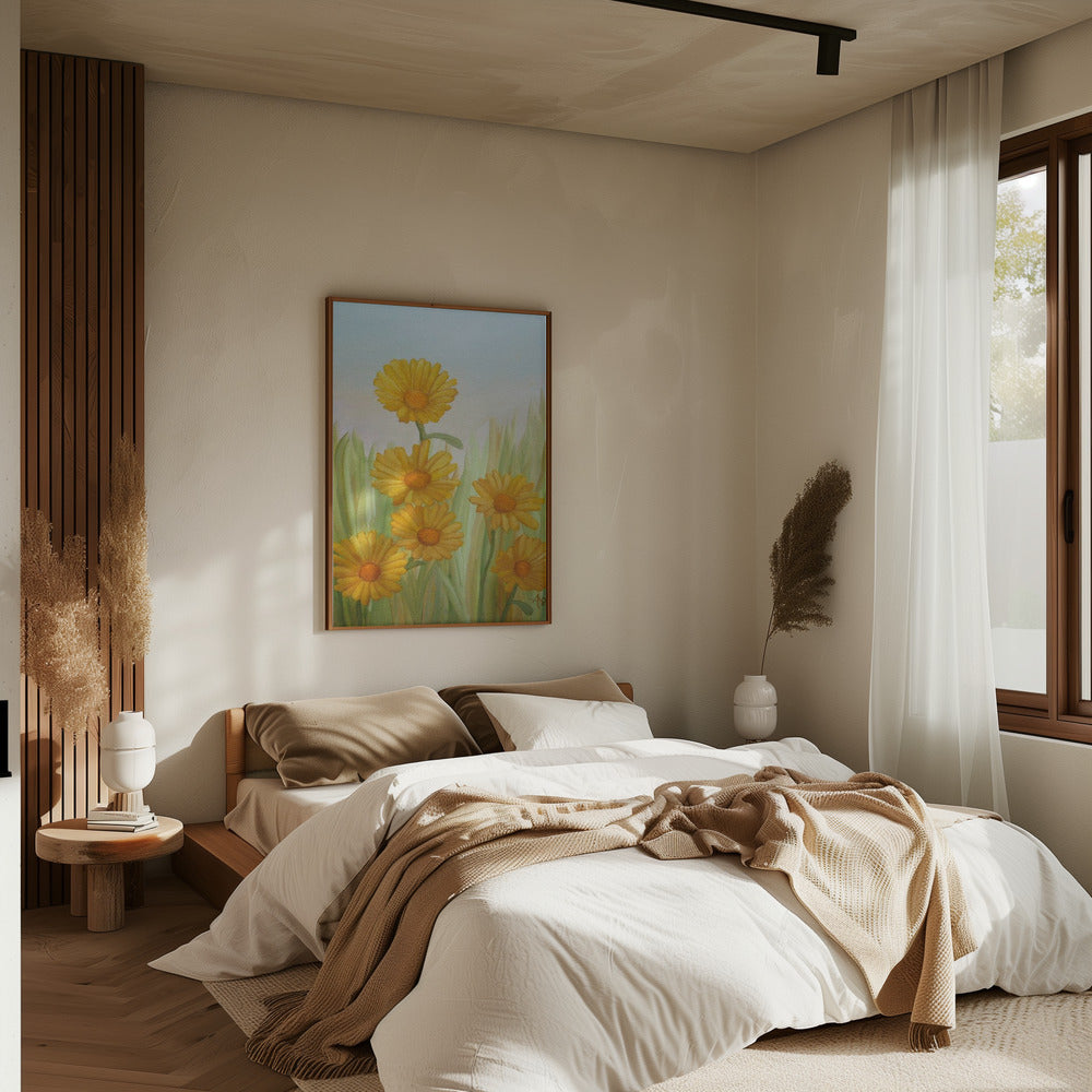 Field of Yellow Daisies - Stretched Canvas, Poster or Fine Art Print I Heart Wall Art