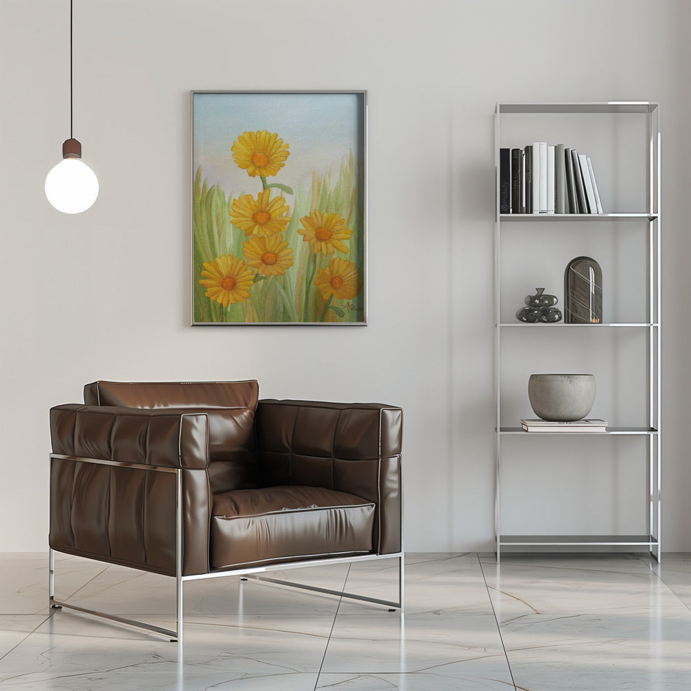 Field of Yellow Daisies - Stretched Canvas, Poster or Fine Art Print I Heart Wall Art