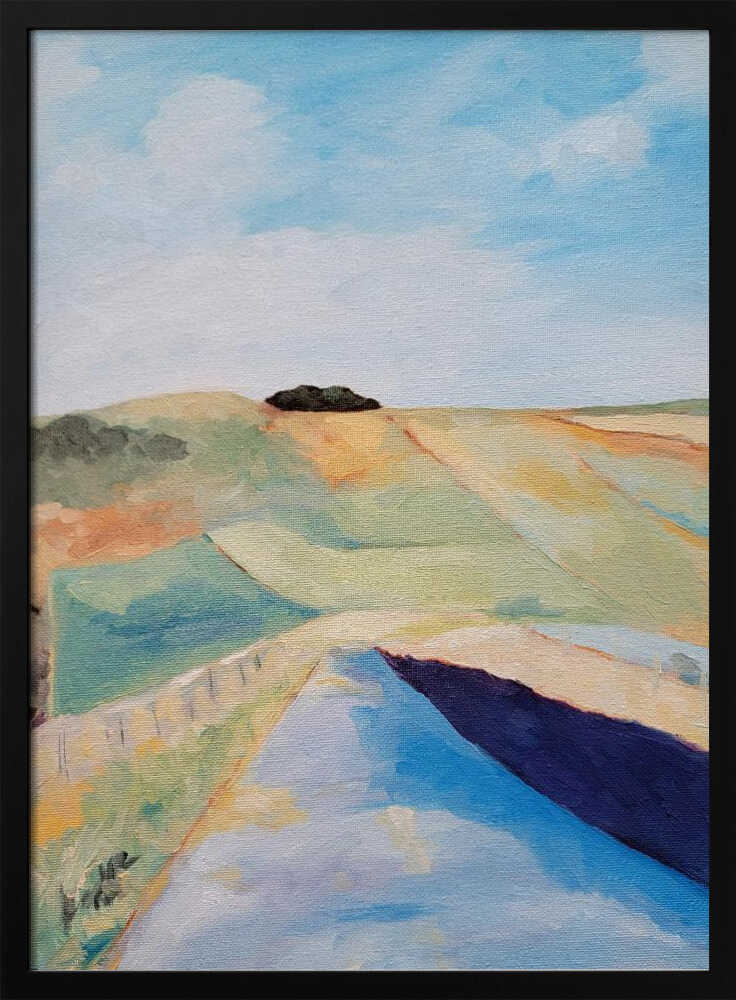 Fields and Road - Stretched Canvas, Poster or Fine Art Print - I Heart Wall Art - Poster Print, Canvas Print or Framed Art Print
