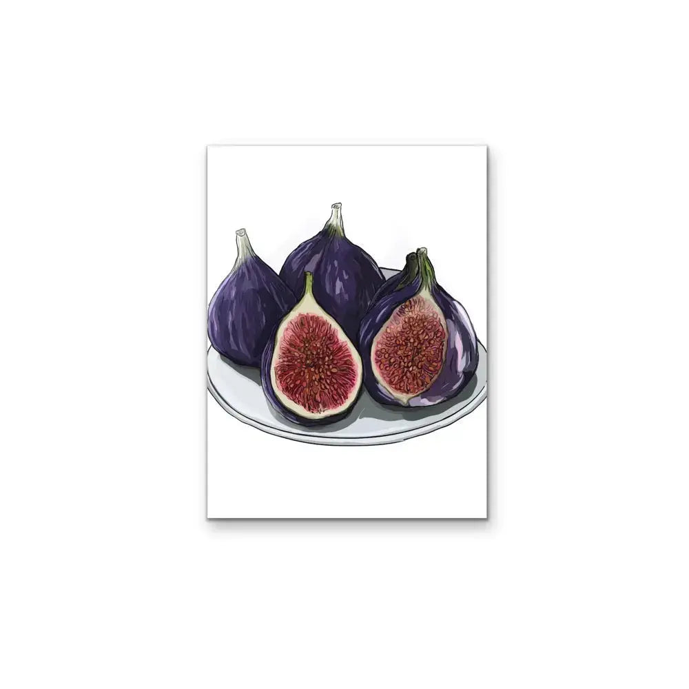 Fig - Dark Illustrated Fig Fruit Wall Art Canvas Print I Heart Wall Art