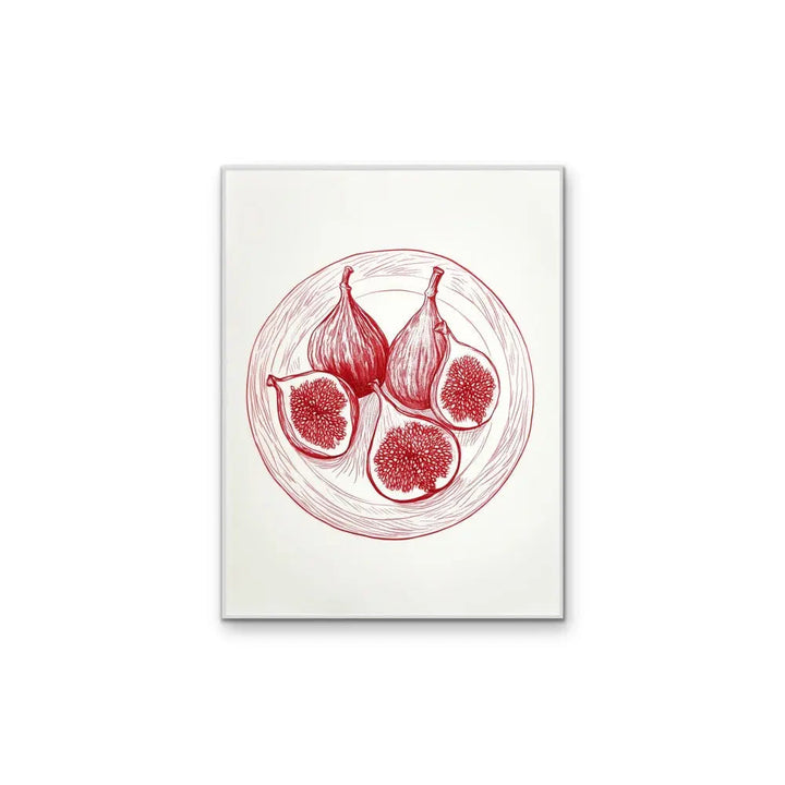Fig - Red Illustrated Fig Fruit Sketch Wall Art Canvas Print I Heart Wall Art