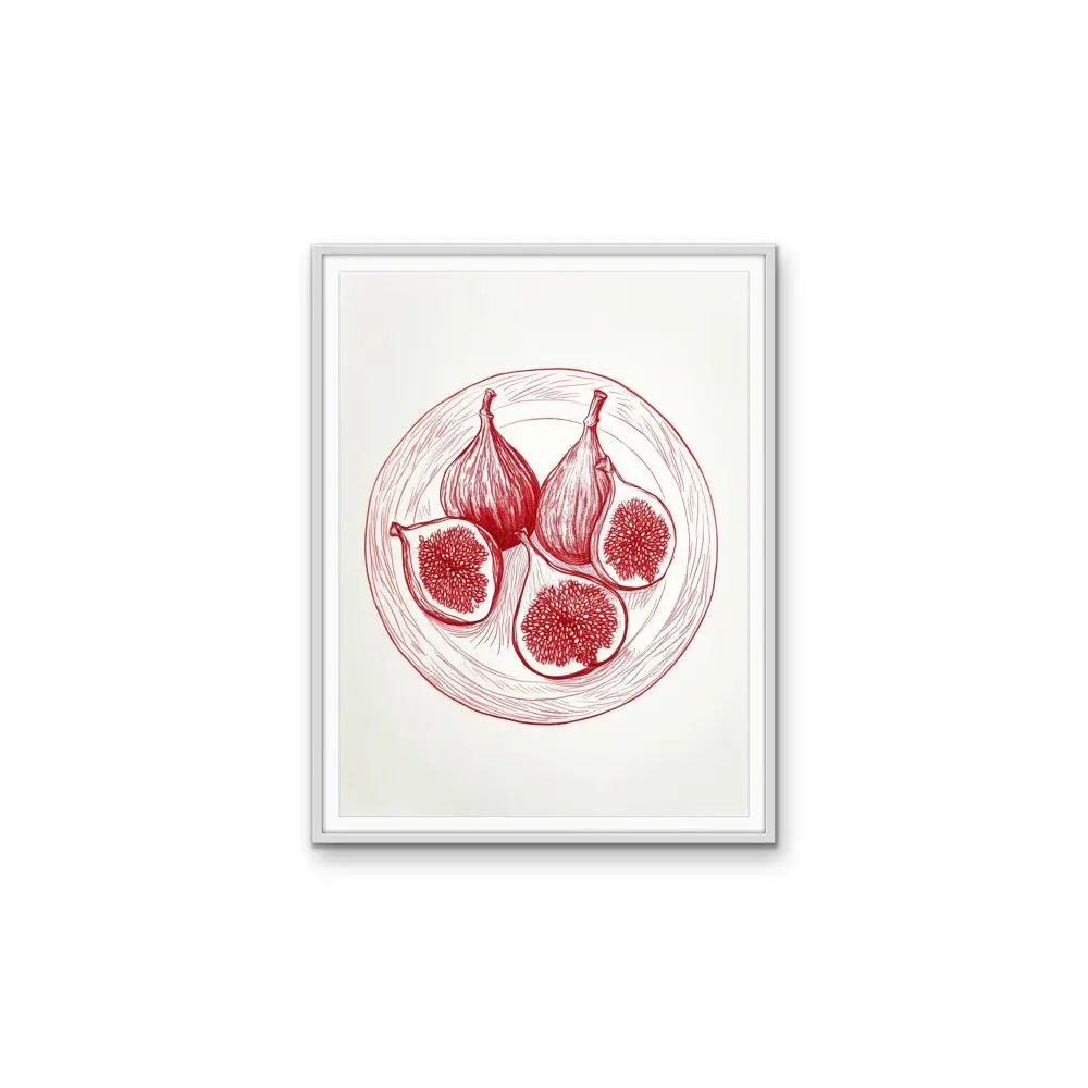 Fig - Red Illustrated Fig Fruit Sketch Wall Art Canvas Print I Heart Wall Art