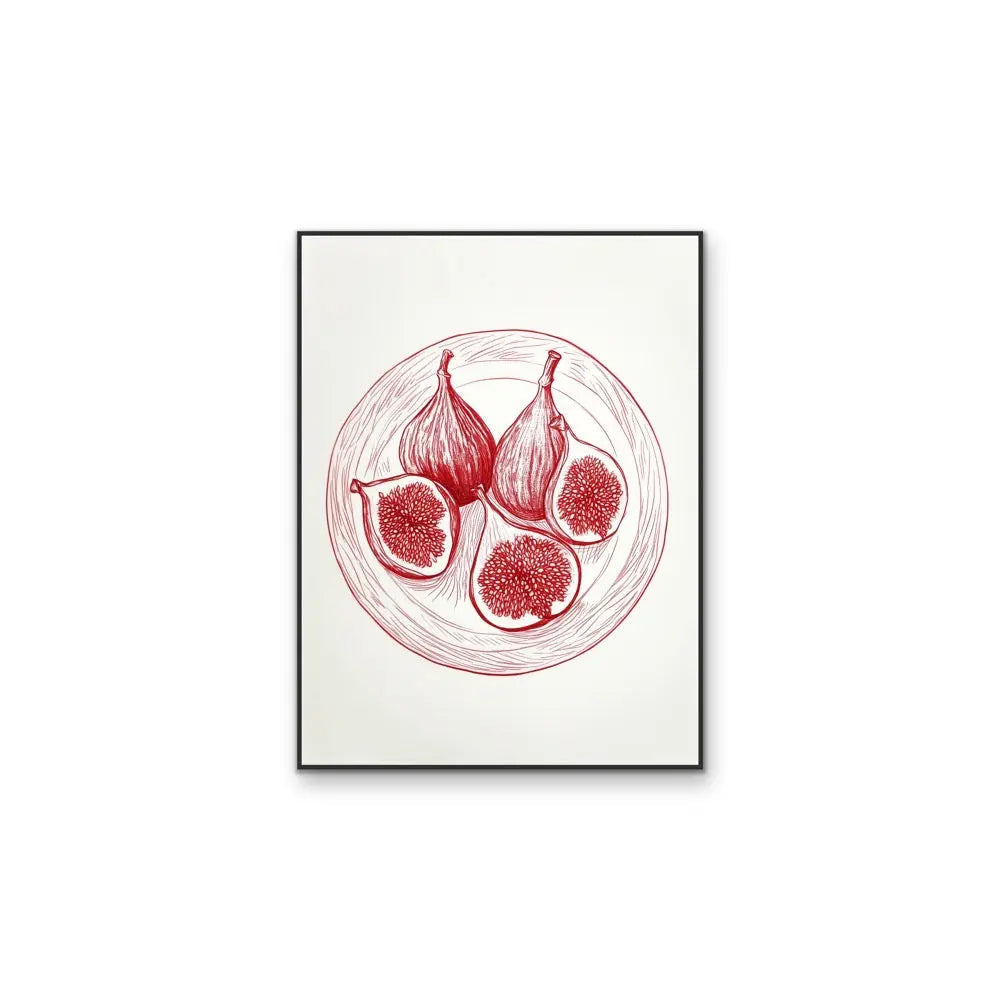 Fig - Red Illustrated Fig Fruit Sketch Wall Art Canvas Print I Heart Wall Art