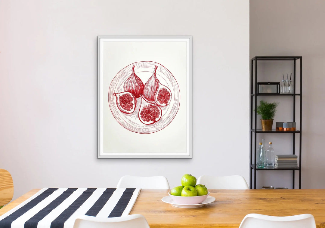 Fig - Red Illustrated Fig Fruit Sketch Wall Art Canvas Print I Heart Wall Art