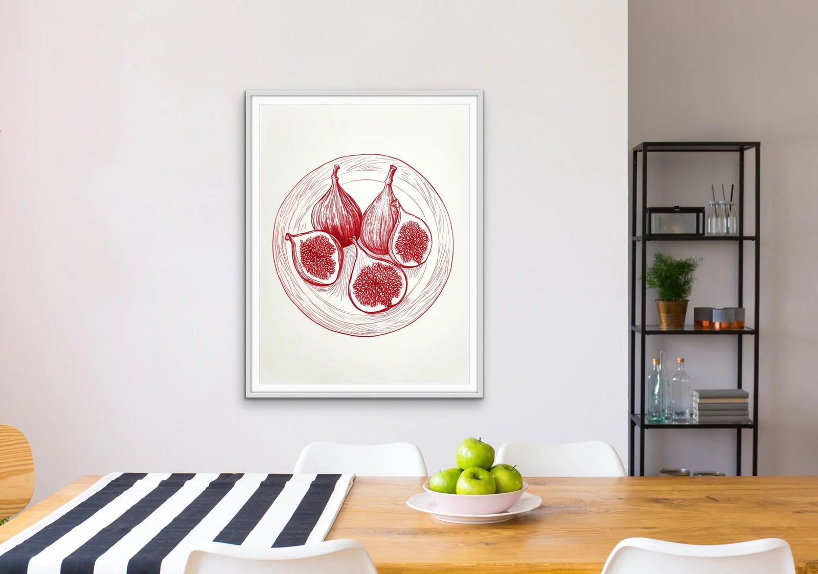 Fig - Red Illustrated Fig Fruit Sketch Wall Art Canvas Print I Heart Wall Art