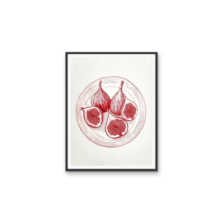 Fig - Red Illustrated Fig Fruit Sketch Wall Art Canvas Print I Heart Wall Art