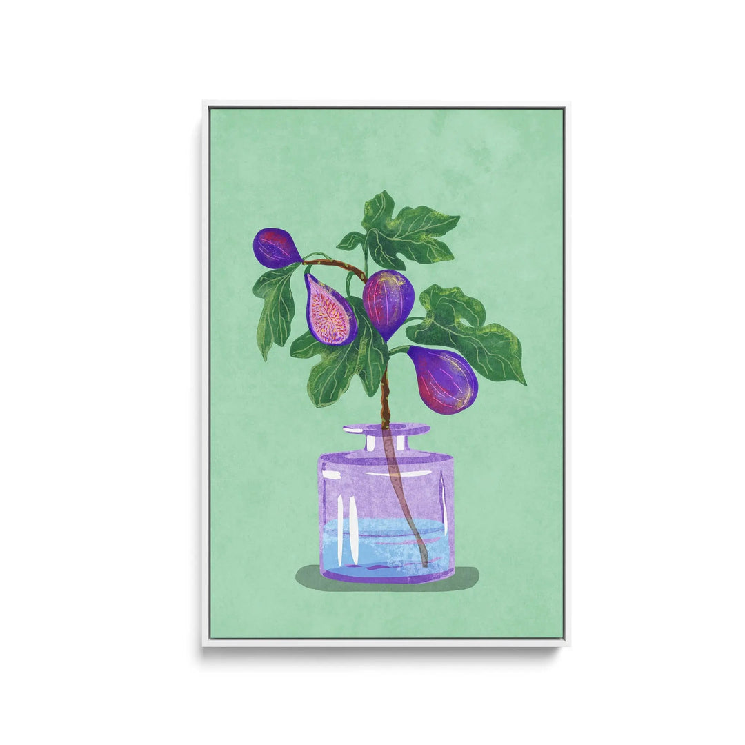 Figs Branch In Vase by Raissa Oltmanns - Stretched Canvas Print or Framed Fine Art Print - Artwork I Heart Wall Art Australia 