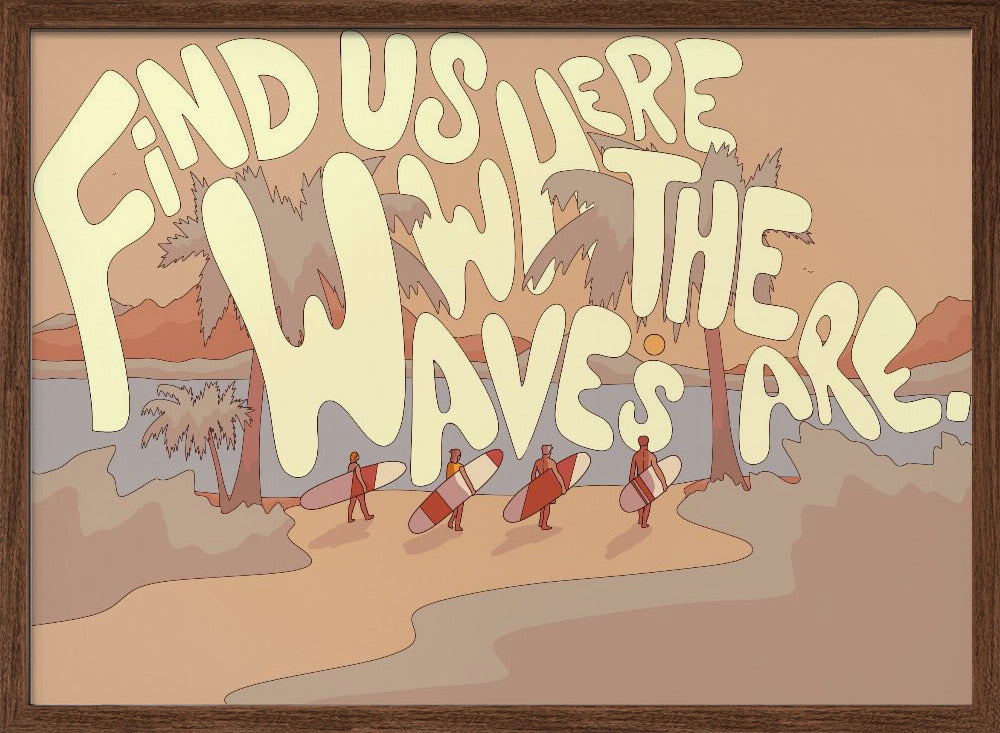 Find Us where the waves are - Stretched Canvas, Poster or Fine Art Print I Heart Wall Art