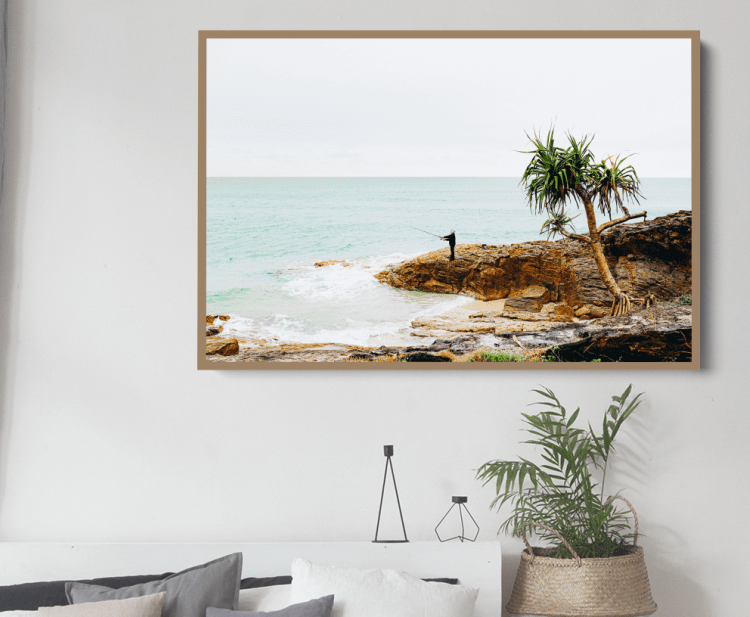 Fishing On Stradbroke Island - Photographic Art Print of Fisherman At Stradbroke Island by Edwina Cameron - I Heart Wall Art - Poster Print, Canvas Print or Framed Art Print