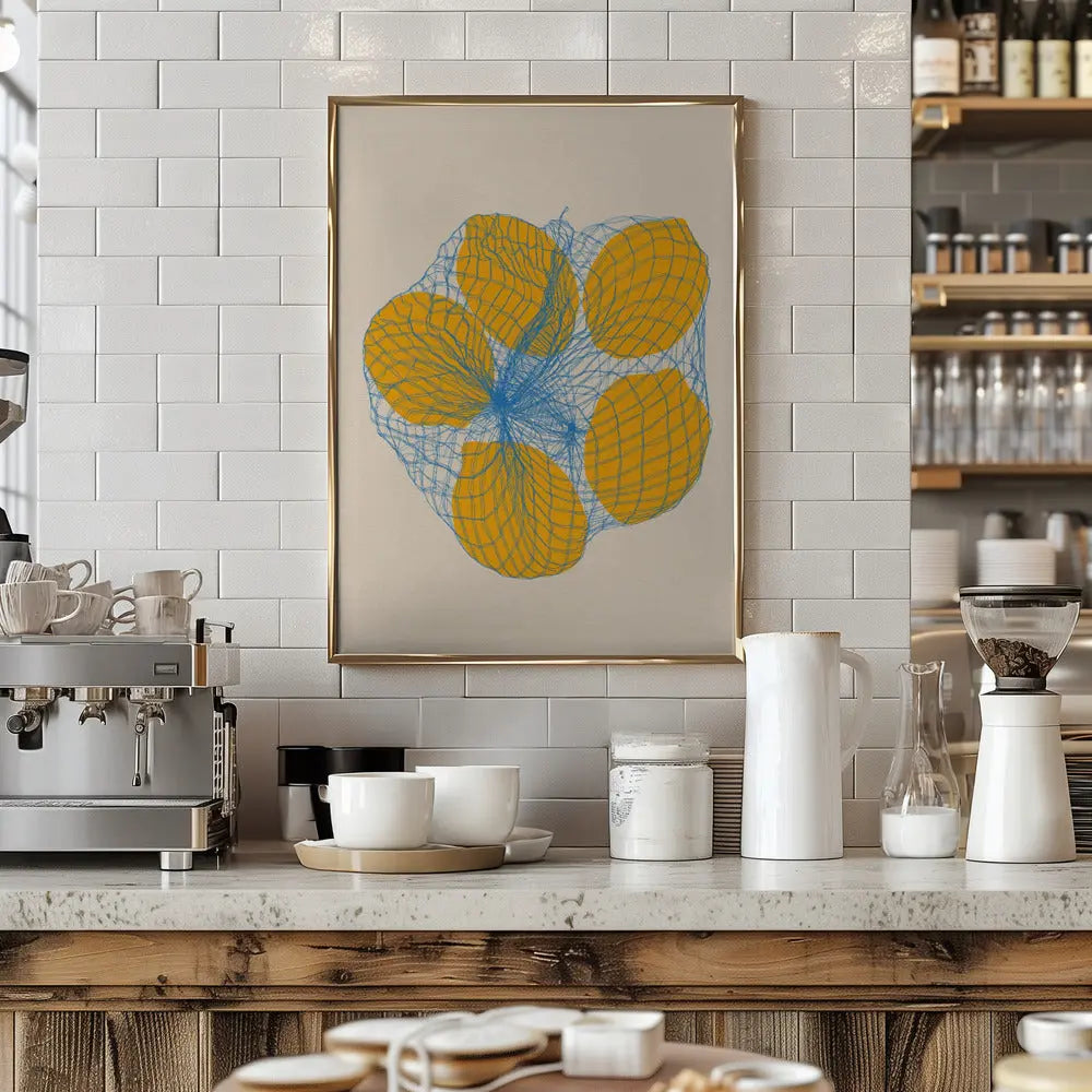 Five Lemons In a Net Bag - Stretched Canvas, Poster or Fine Art Print I Heart Wall Art