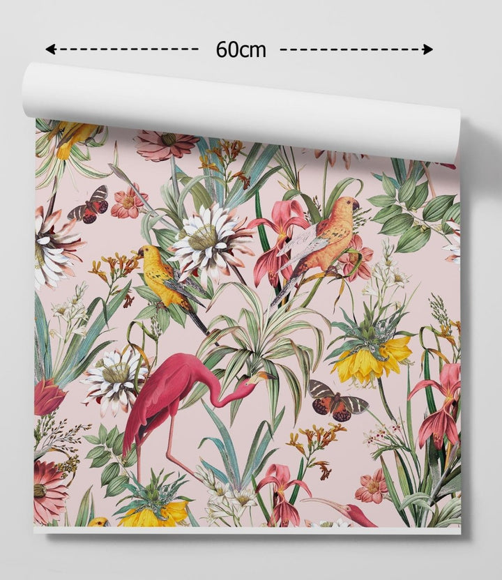 Flamingo Dance in Pink - Premium Peel and Stick Wallpaper - I Heart Wall Art - Poster Print, Canvas Print or Framed Art Print