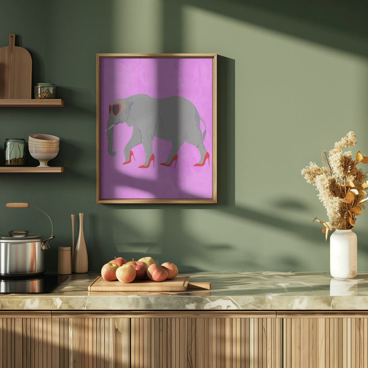 Flamingo in heels and heart glasses pink - Stretched Canvas, Poster or Fine Art Print I Heart Wall Art