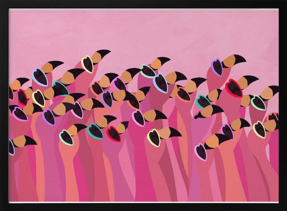 Flock flamingo peach - Stretched Canvas, Poster or Fine Art Print - I Heart Wall Art - Poster Print, Canvas Print or Framed Art Print