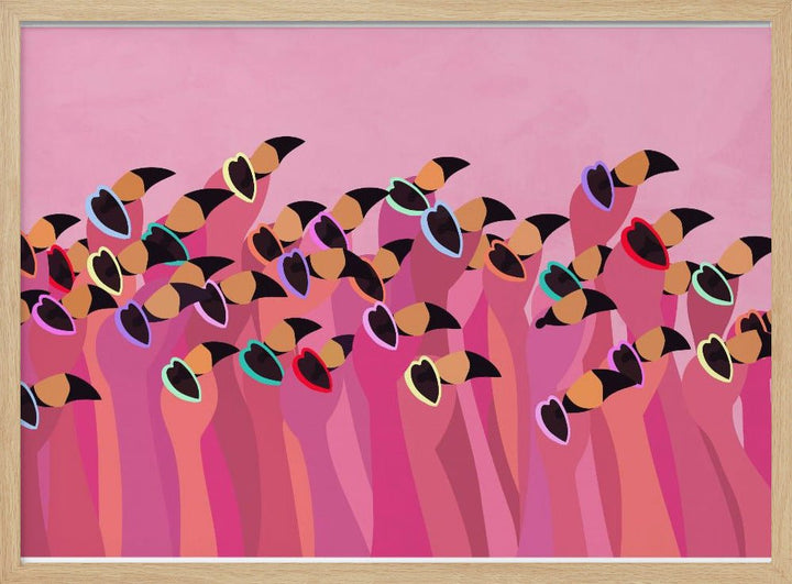 Flock flamingo peach - Stretched Canvas, Poster or Fine Art Print - I Heart Wall Art - Poster Print, Canvas Print or Framed Art Print