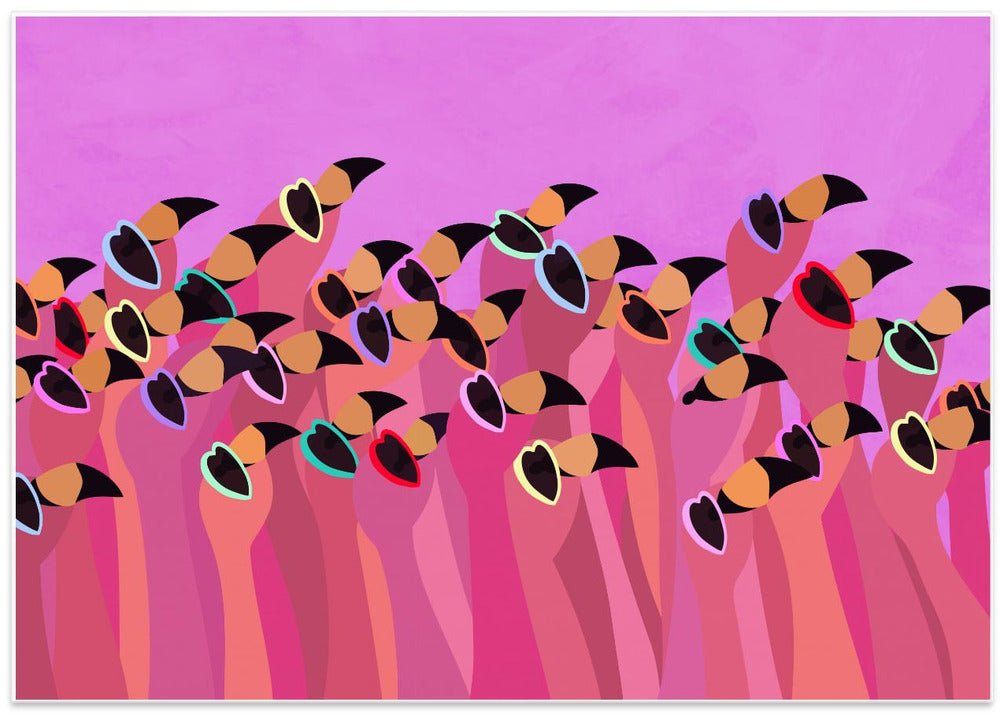 Flock flamingo pink - Stretched Canvas, Poster or Fine Art Print - I Heart Wall Art - Poster Print, Canvas Print or Framed Art Print