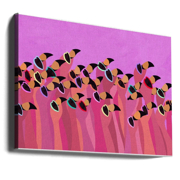 Flock flamingo pink - Stretched Canvas, Poster or Fine Art Print - I Heart Wall Art - Poster Print, Canvas Print or Framed Art Print