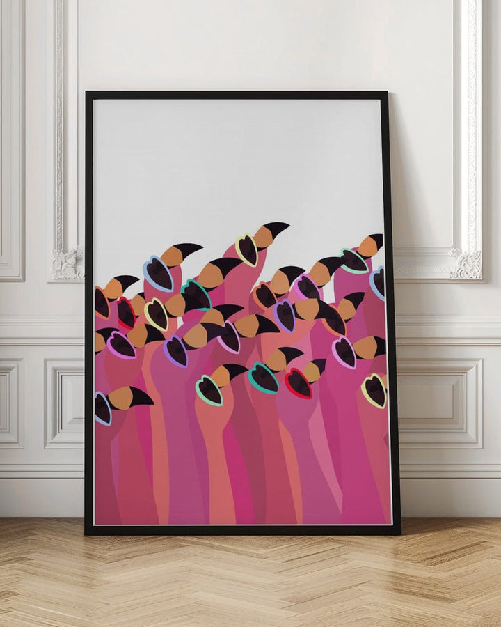 Flock flamingo white - Stretched Canvas, Poster or Fine Art Print - I Heart Wall Art - Poster Print, Canvas Print or Framed Art Print