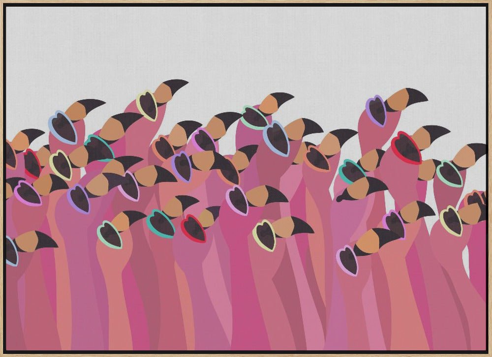 Flock flamingo white - Stretched Canvas, Poster or Fine Art Print - I Heart Wall Art - Poster Print, Canvas Print or Framed Art Print