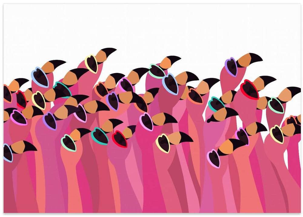 Flock flamingo white - Stretched Canvas, Poster or Fine Art Print - I Heart Wall Art - Poster Print, Canvas Print or Framed Art Print